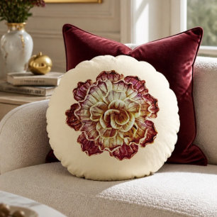 Coussins Ronds Bourgogne & Crème (Primaire) Rosette Élégance Rond