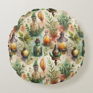 Coussins Ronds Bouteilles appothécaires vintages Motif (1)