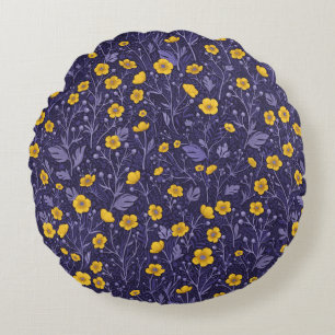 Coussins Ronds Boutons jaunes et violets