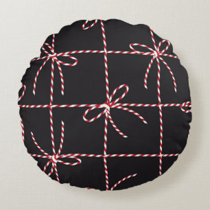 Coussins Ronds Bow en corde rouge blanche, ruban couleur Twine et