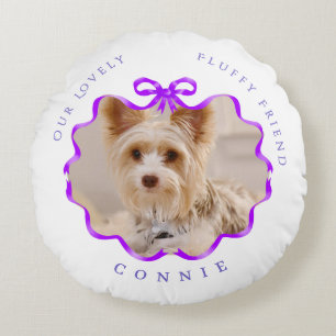 Coussins Ronds Bow Ruban Pet Mémoire Photo Violet