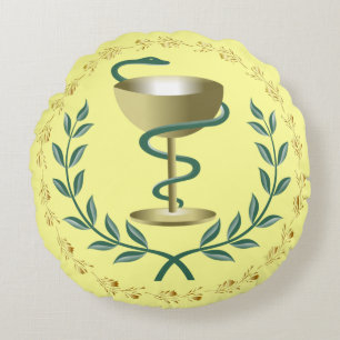 Coussins Ronds Bowl Of Hygieia~Pharmacie~Apothecary~Dispensaire~