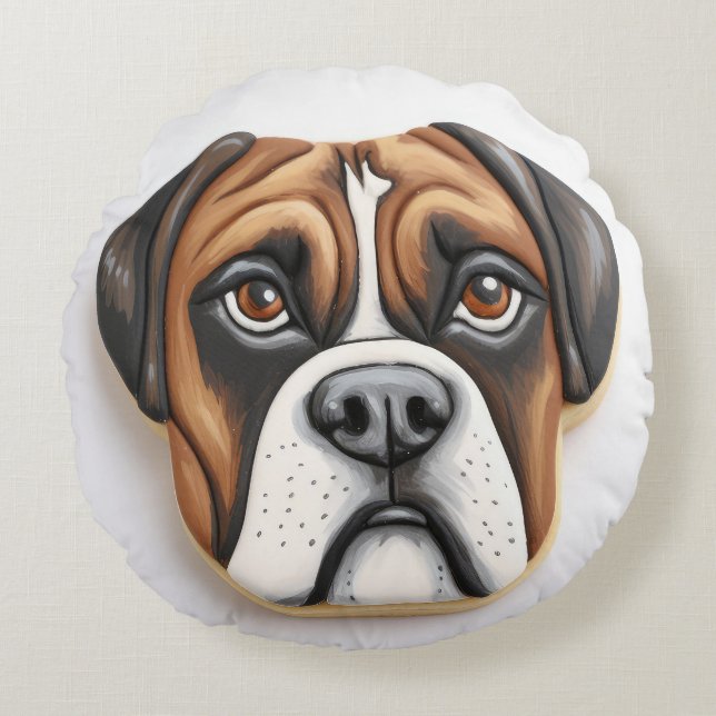 Coussins Ronds Boxer Chien 3D Inspiré (Devant)