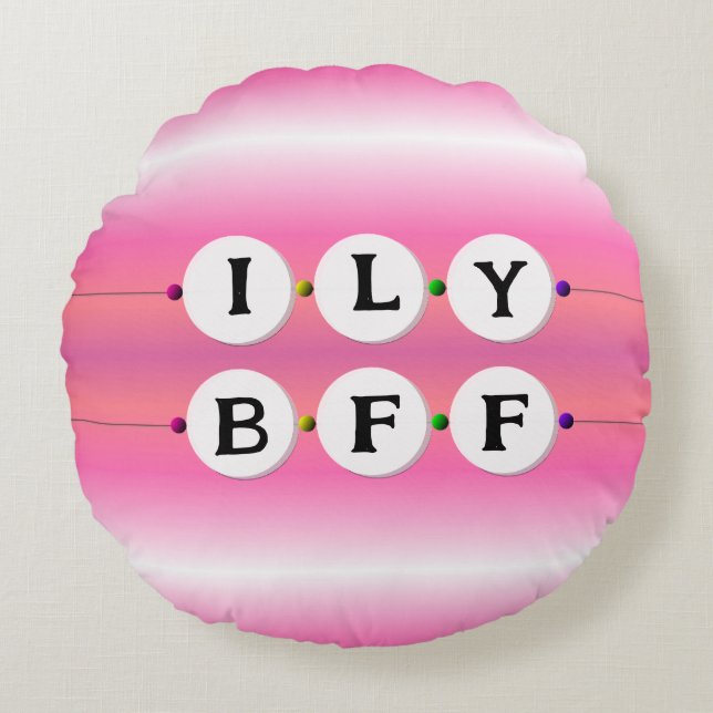 Coussins Ronds Bracelet Bestie - Conception d'amitié (6 perles) (Devant)