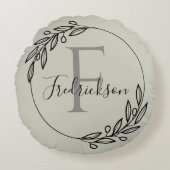 Coussins Ronds Branche d'olivier élégante Monogramme Script Nom d (Devant)