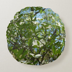 Coussins Ronds Branche of Dogwood Blossoms Spring Trees