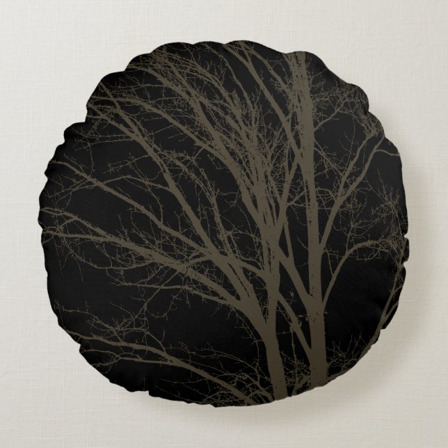 Coussins Ronds Branches Brown de l'arbre rustique (Devant)