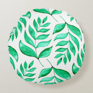 Coussins Ronds Branches d'aquarelle simples - vert