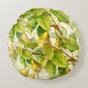Coussins Ronds Branches de poires et Motif de poires