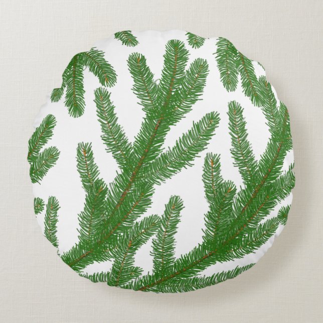 Coussins Ronds Branches de sapin vert (Devant)