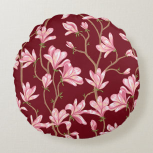 Coussins Ronds Branches Magnolia : Illustration Vintage florissan