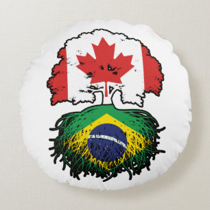 Coussins Ronds Brésil Brésil Brésil Canada drapeau des racines de