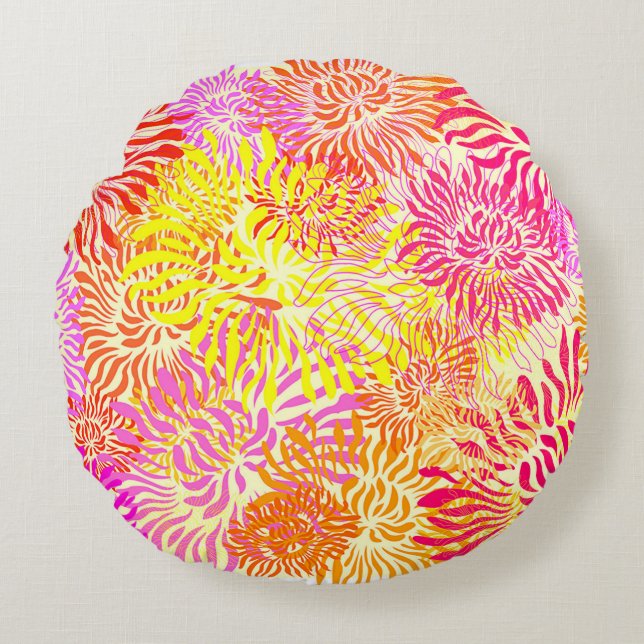 Coussins Ronds Bright Spring Flower Print (Devant)