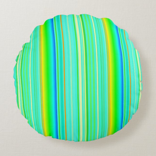 Coussins Ronds Bright vert original rayé vertical (Devant)