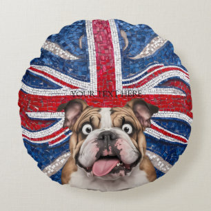Coussins Ronds Britanniques Bulldog avec le drapeau de l'Union co