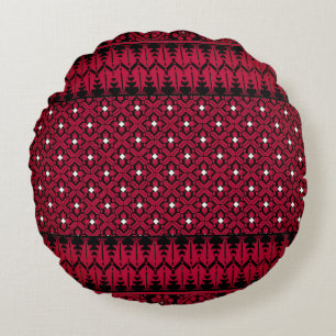 Coussins Ronds Broderie d'art palestinien Tatreez Design imprimé