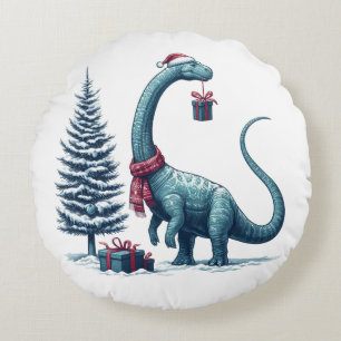 Coussins Ronds Brontosaurus dinosaure de Noël