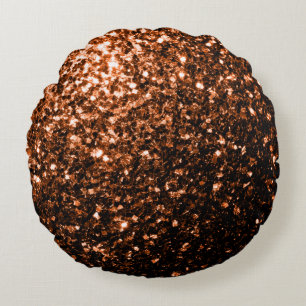 Coussins Ronds Bronze cuivre brun orange faux scintillements pail