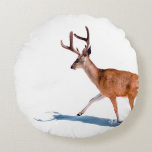 Coussins Ronds Brown DEER SUR ARRIÈRE - PLAN BLANC