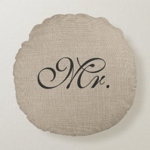 Coussins Ronds Brown foncé M. Burlap Oreiller rond