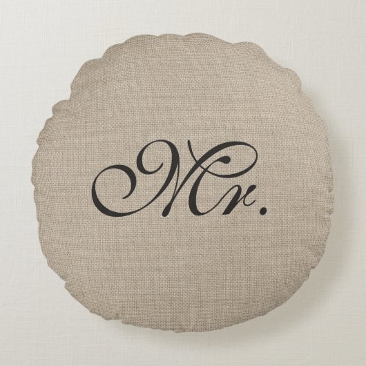 Coussins Ronds Brown foncé M. Burlap Oreiller rond (Devant)
