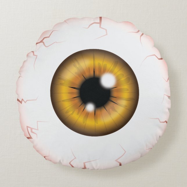 Coussins Ronds Brown Iris Eyeball Effrayant Saigné Halloween Oeil (Devant)