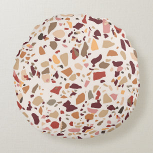 Coussins Ronds Brown terrazzo : vintage, motif à la mode.