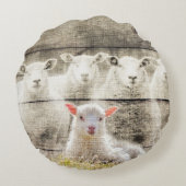 Coussins Ronds Brûlure d'agneau de bébé à mouton rustique (Dos)