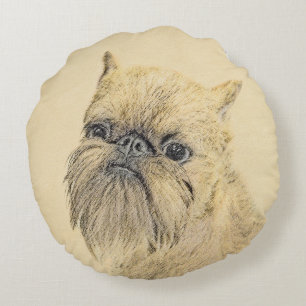 Coussins Ronds Bruxelles Griffon Peinture - Cute Original Chien A