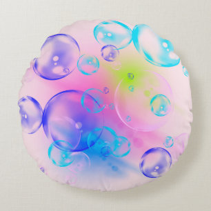 Coussins Ronds BUBBLES - Image Abstraite colorée de l'art fractal