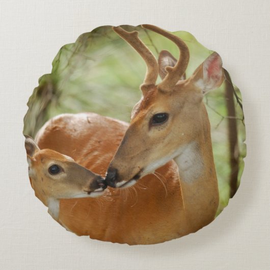 Coussins Ronds Buck Whitetail Et Bonification De La Faune (Devant)