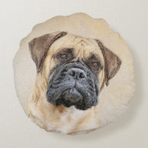 Coussins Ronds Bullmastiff Peinture - Joli chien d'origine art