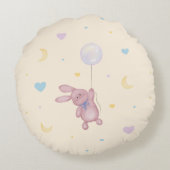 Coussins Ronds Bunny on Bubble Cute Nursery Pillow for Kids Room (Dos)