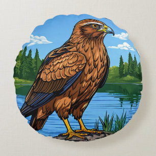 Coussins Ronds Busard des roseaux oiseau coloré Zones humides Fau