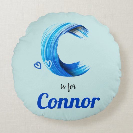 Coussins Ronds C est pour Connor Baby Gift Nom personnalisé Perso (Devant)