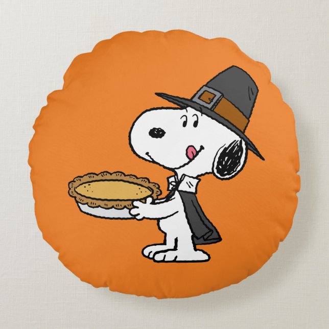 Coussins Ronds cacahuètes | Snoopy Pilgrim (Devant)
