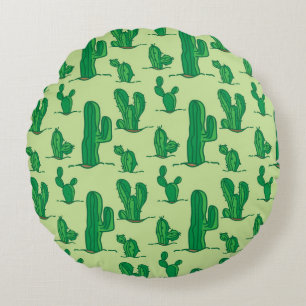 Coussins Ronds Cactus dessinés à la main : motif sans soudure.