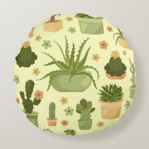Coussins Ronds Cactus et succulents motif sans soudure. Housepla