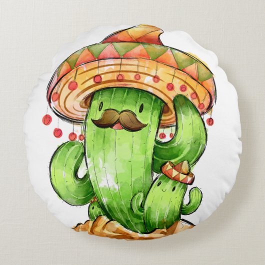 Coussins Ronds Cactus mignon (Devant)
