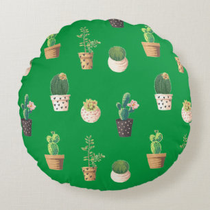 Coussins Ronds Cactus Succulents à Dessrt Vert dans les pots