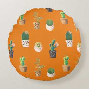 Coussins Ronds Cactus Succulents à Dessrt Vert dans les pots