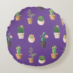Coussins Ronds Cactus Succulents à Dessrt Vert dans les pots