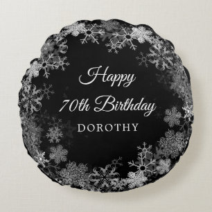Coussins Ronds Cadeau 70e anniversaire Hiver Merveilleux Flocon d