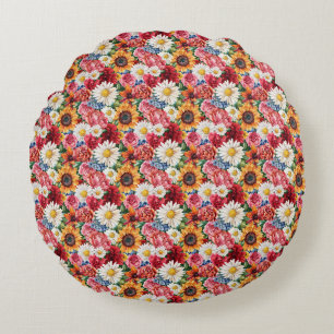 Coussins Ronds Cadeau d'anniversaire Composition florale vibran