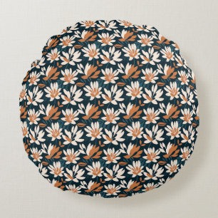 Coussins Ronds Cadeau d'anniversaire Floral orange et blanc
