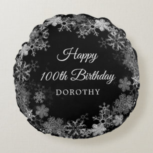 Coussins Ronds Cadeau de 100e anniversaire Flocon de neige de mer
