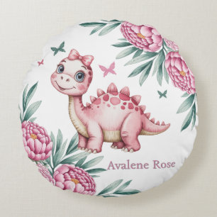 Coussins Ronds Cadeau de Baby Shower Dinosaure Mignon avec Papill