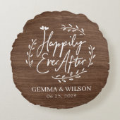 Coussins Ronds Cadeau de mariage personnalisé en bois rustique fl (Devant)