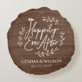 Coussins Ronds Cadeau de mariage personnalisé en bois rustique fl (Dos)