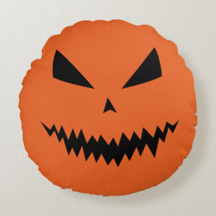 Coussins Ronds cadeau d'halloween, visage citrouille, halloween, 